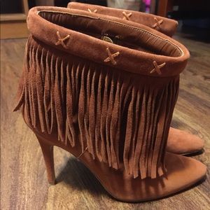 Manolo Blahnik suede fringe booties